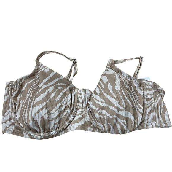 Wild Fable Women's Tan Animal Print Underwire Bikini Top - Size 24 - NWOT - Picture 1 of 8